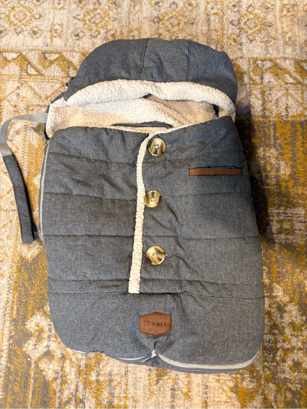 JJ Cole Heather Gray Quilted Baby Footmuff with Sherpa Lining